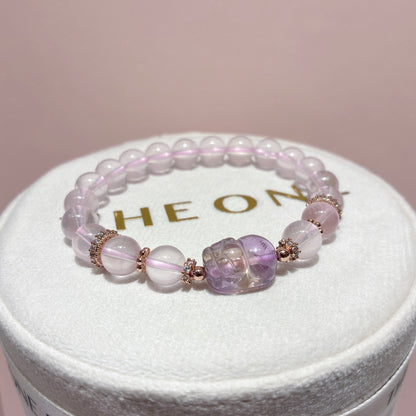 精品*莫桑比克粉晶 x 紫黃晶貔貅