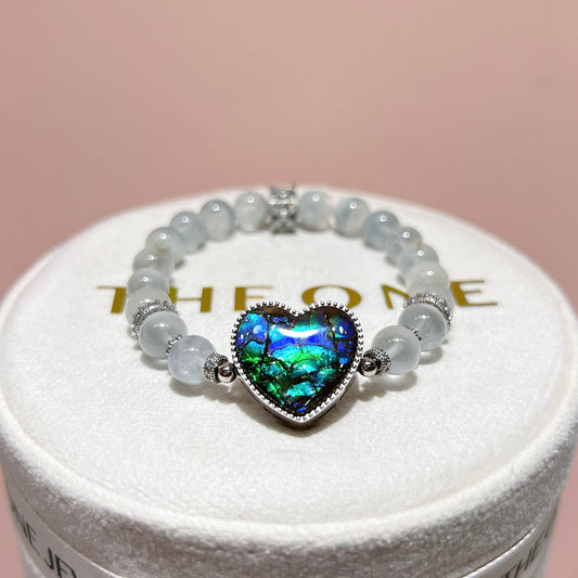 精品*灰藍兔毛 x 斑彩石