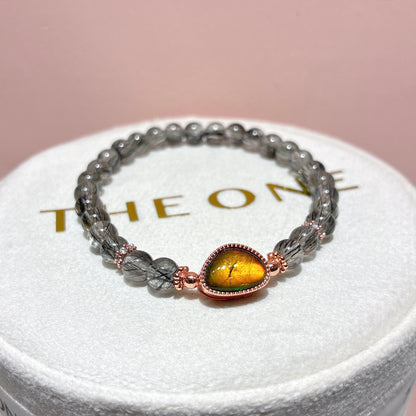 精品*黑順髮晶 x 斑彩石