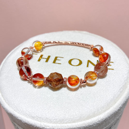 精品*橙紅膠花 x 銅髮晶