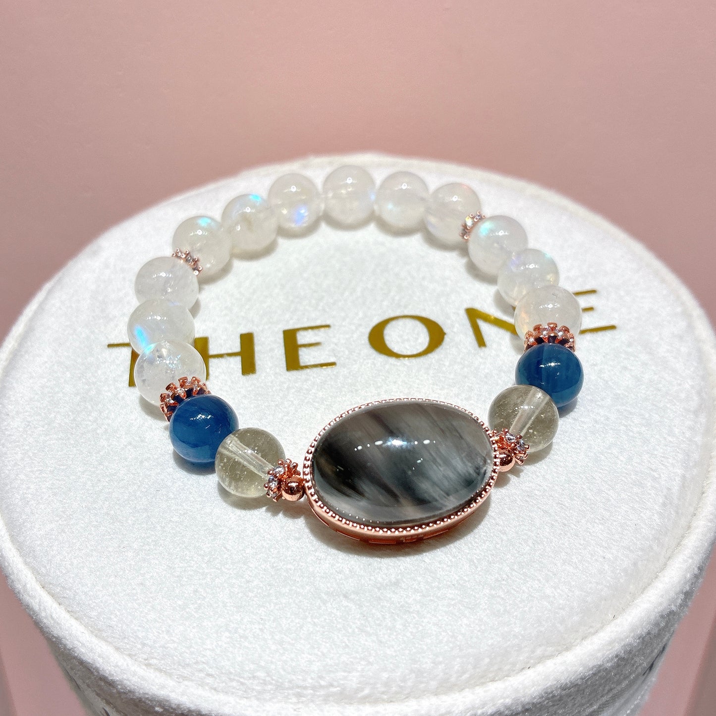 精品*馬島月亮石 x 灰藍兔毛