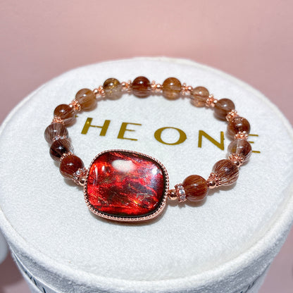 精品*巴西銅順髮晶 x 斑彩石