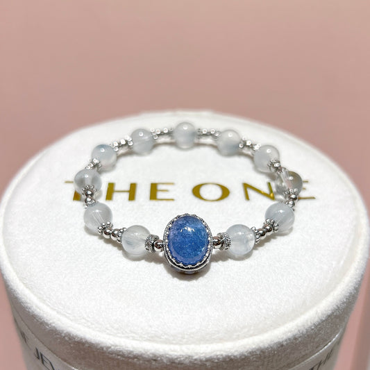 精品*灰藍兔毛 x 坦桑石