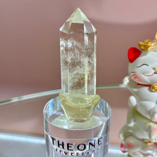 黃水晶柱 x 利比亞黃隕石