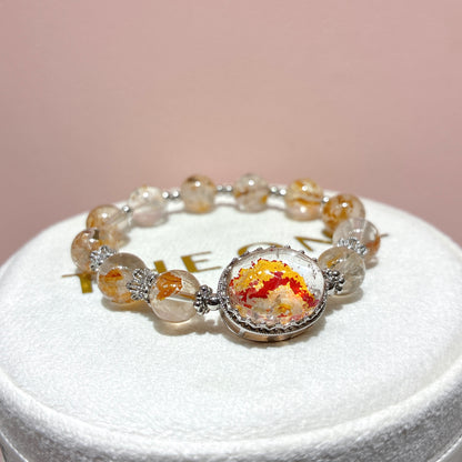 精品*黃鐵礦共生膠花 x 錦鯉膠花
