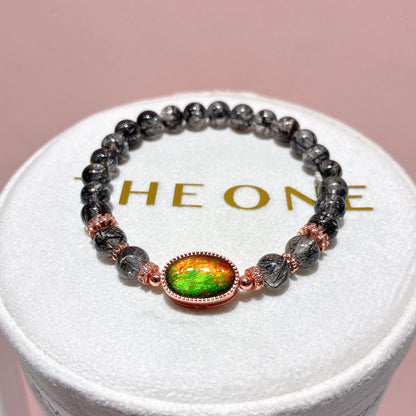 精品*黑髮晶 x 斑彩石