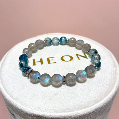 精品*拉長石 x 藍晶石共生赤鐵礦