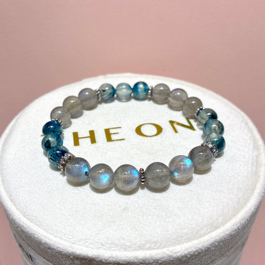 精品*拉長石 x 藍晶石共生赤鐵礦