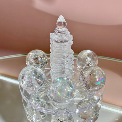 天然白阿賽·白水晶文昌塔