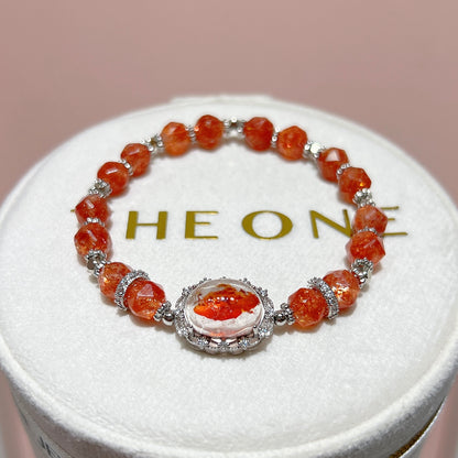 精品*金草莓太陽石 x 錦鯉膠花