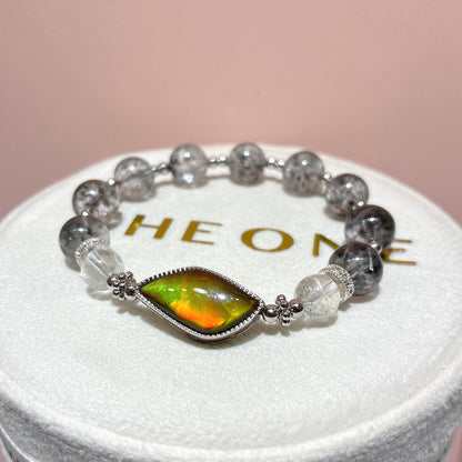 頂級*羽毛黑極光 x 斑彩石