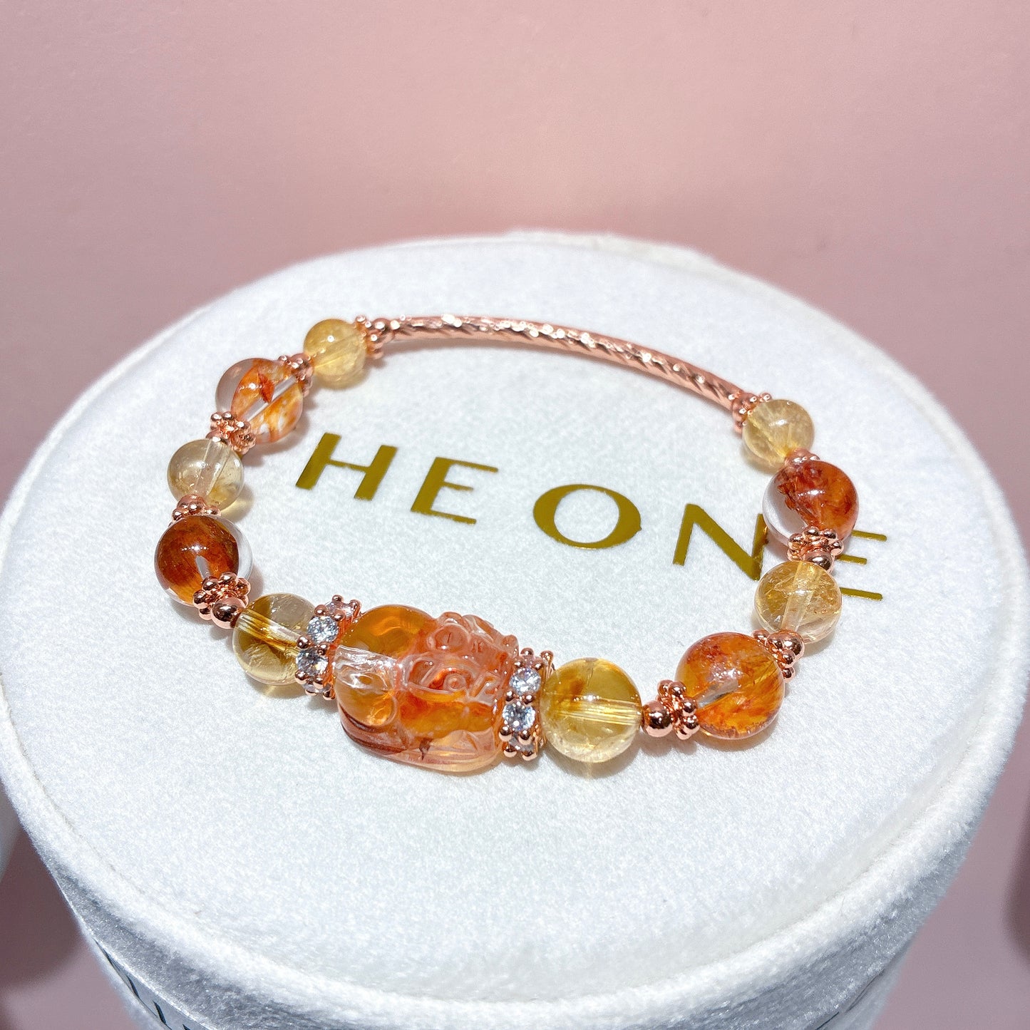 精品*橙紅膠花 x 膠花貔貅