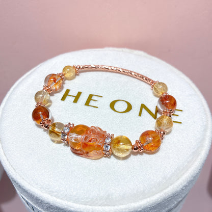 精品*橙紅膠花 x 膠花貔貅