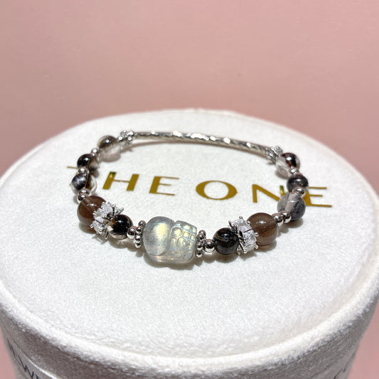 頂級*黑銀鈦 x 拉長石貔貅