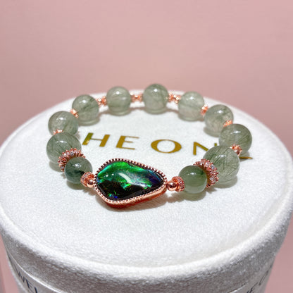 精品*綠髮晶 x 斑彩石