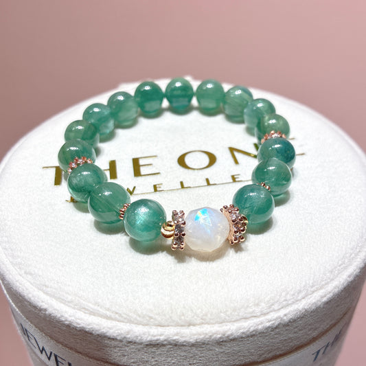 Top grade blue green crystal x moonstone