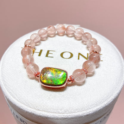 精品*粉兔毛 x 斑彩石