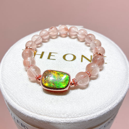 精品*粉兔毛 x 斑彩石