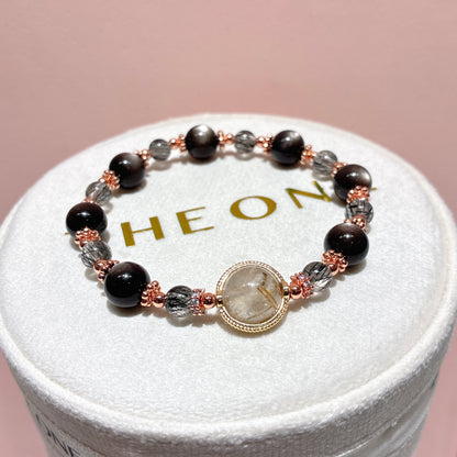 精品*黑順髮晶 x 銀曜石