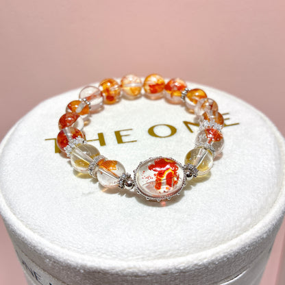 精品*橙紅膠花 x 錦鯉膠花