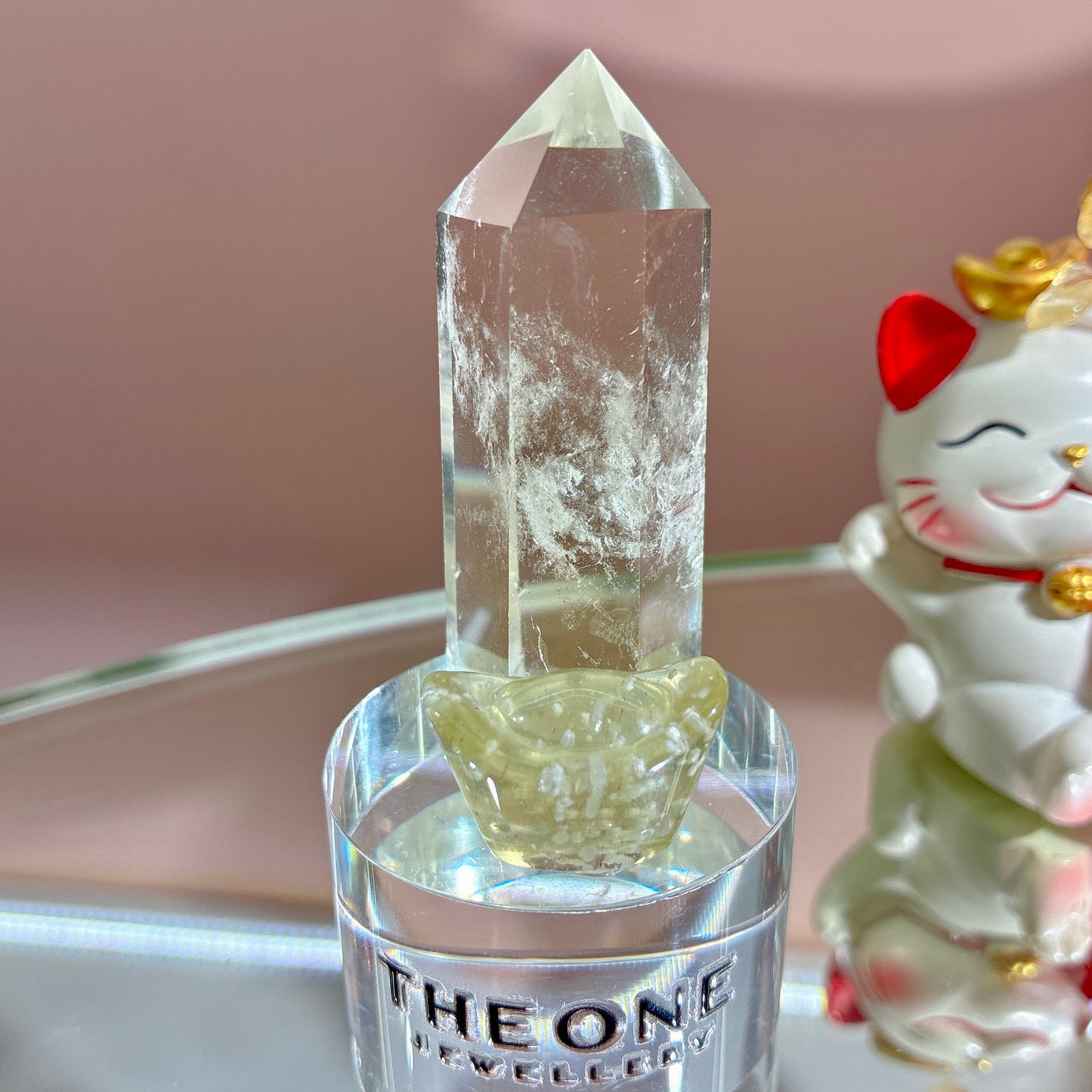 黃水晶柱 x 利比亞黃隕石