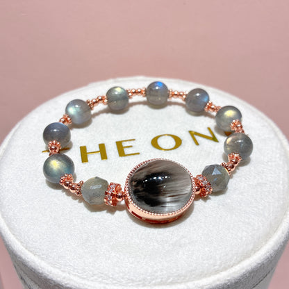 精品*拉長石 x 灰藍兔毛