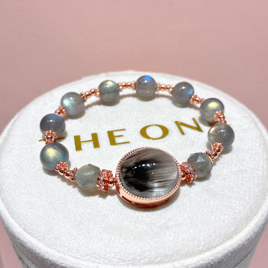 精品*拉長石 x 灰藍兔毛