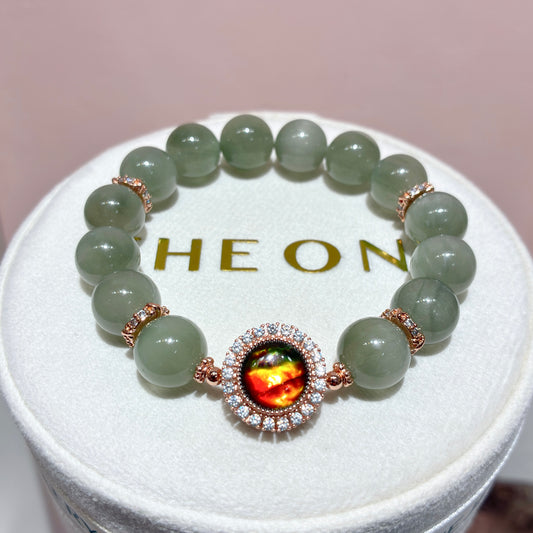 精品*綠兔毛 x 斑彩石