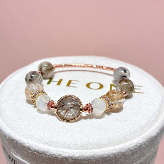 精品*雪霜幽靈髮晶 x 月亮石