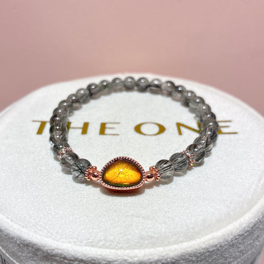 精品*黑順髮晶 x 斑彩石