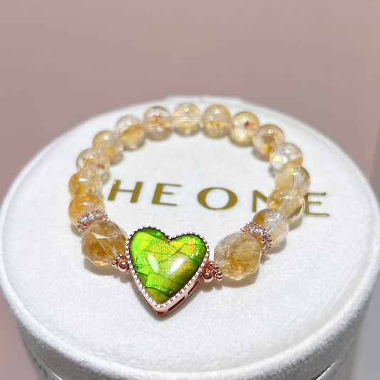 精品*金魚黃膠花 x 心形斑彩石