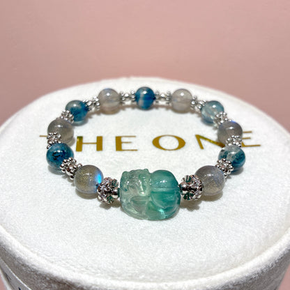 精品*拉長石 x 彩螢石貔貅