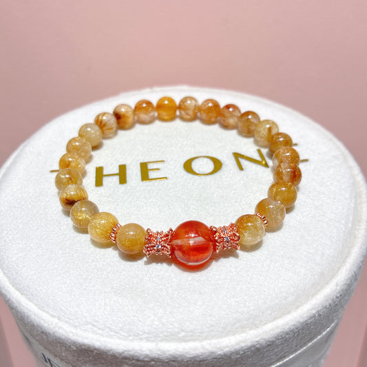 精品*金髮晶 x 橙紅膠花