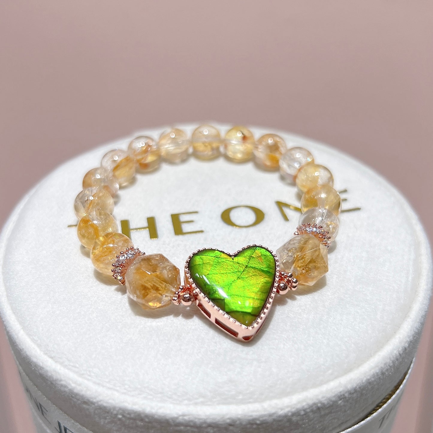 精品*金魚黃膠花 x 心形斑彩石