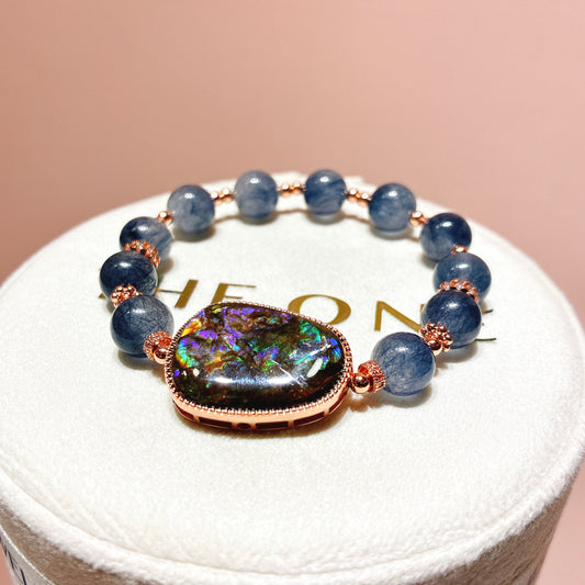 精品*藍鋼絲兔毛 x 斑彩石