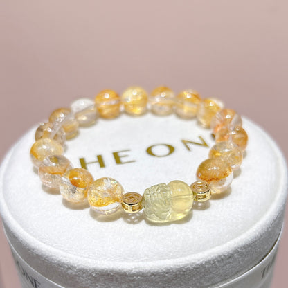 精品*金魚黃膠花 x 黃螢石貔貅