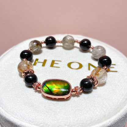 精品*雪霜幽靈髮晶 x 斑彩石