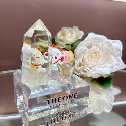 黃水晶柱 x 利比亞黃隕石