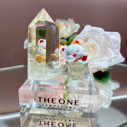 黃水晶柱 x 利比亞黃隕石