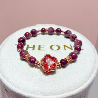 精品*紅碧璽 x 紅膠花
